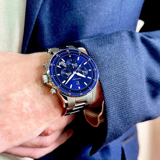 PIERRE LANNIER Montre Homme CRONOS Cadran Bleu Bracelet Acier Argenté